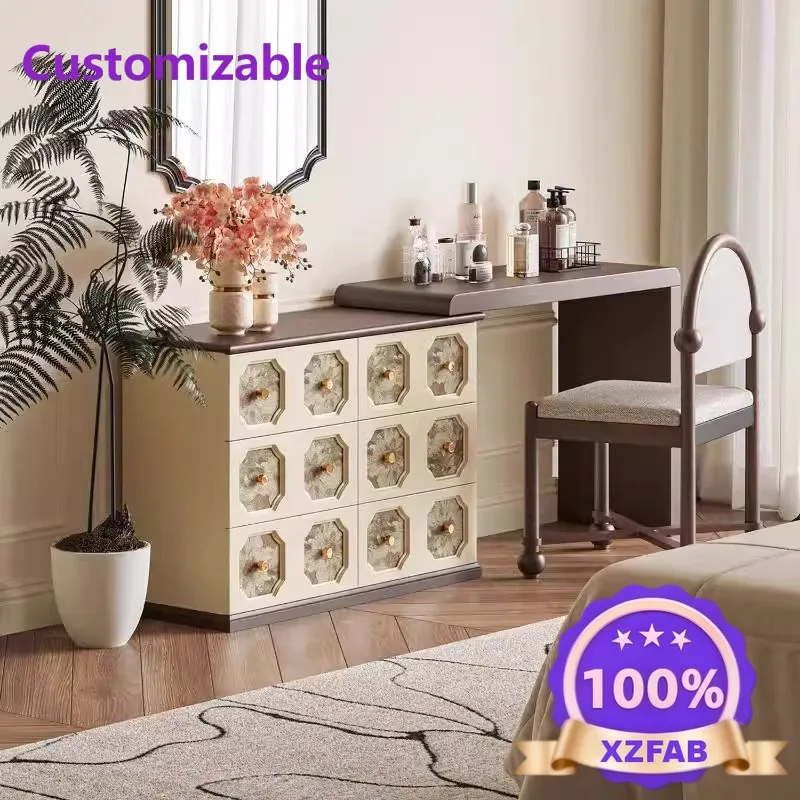 Factory Direct 2026 Medieval pattern multi-functional design dressing table household bedroom bedside dressing table style
