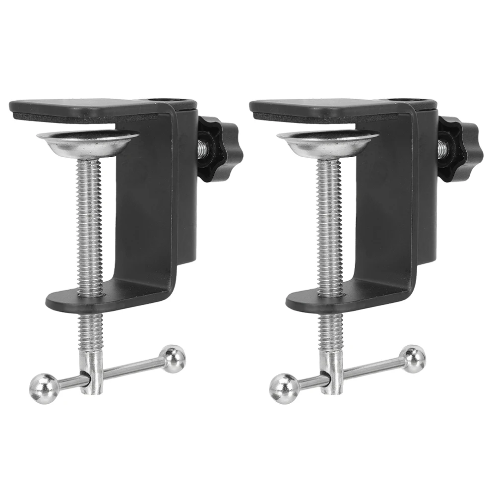 

2Pcs Desk Mount Accessories Clamp for Table Shaped Woodworking Right Black Metal Plastic Suitable Stores Families Stages
