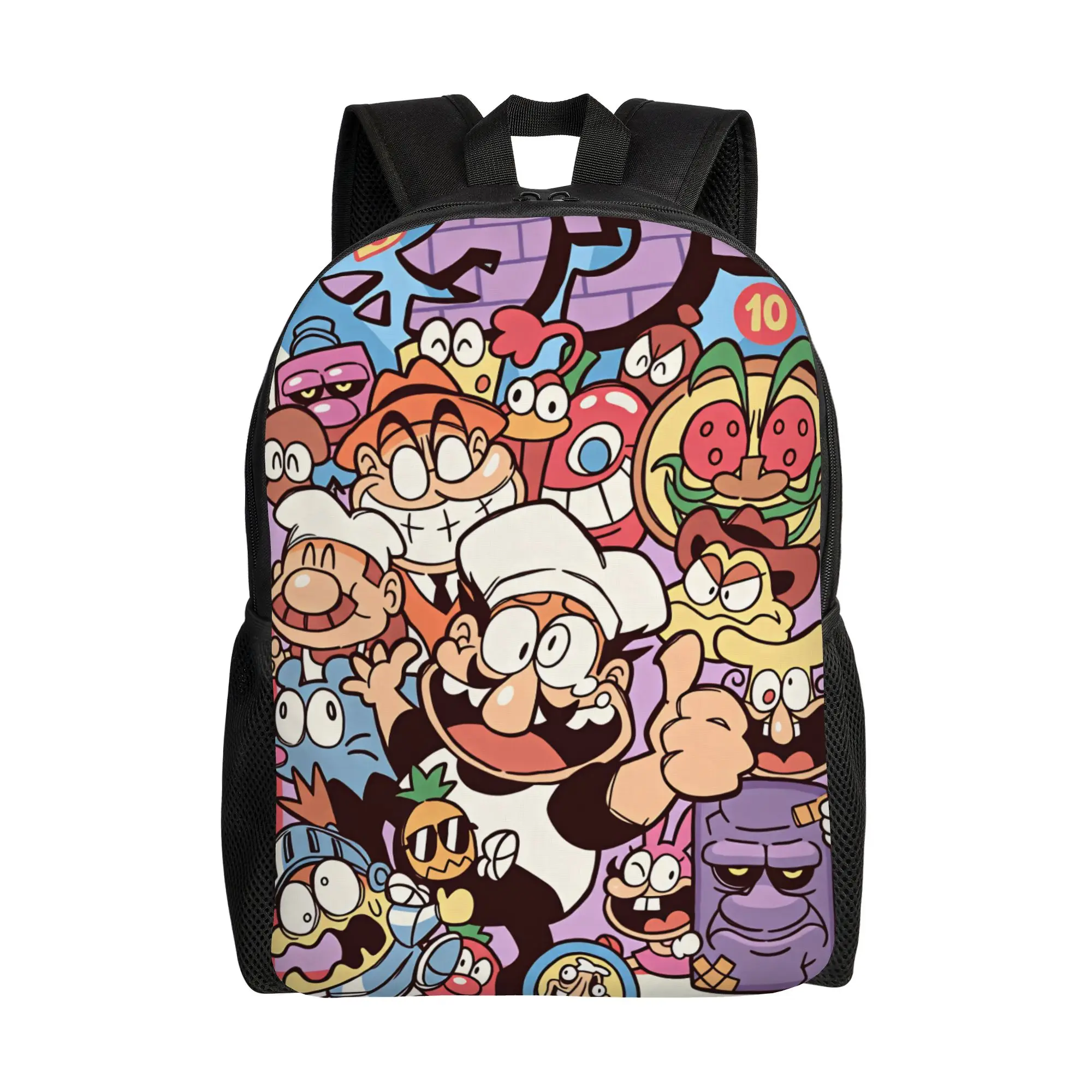 Pizza Towers Game  Backpack  Sport Backpacks Men Custom Soft High School Bags Kawaii Rucksack