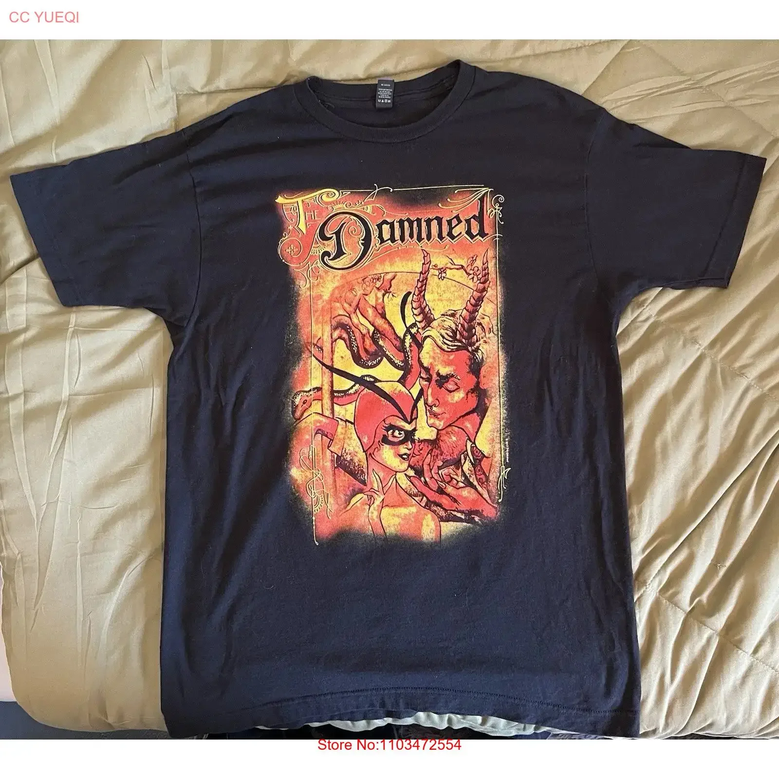 Camiseta Vintage The Damned 2014 Hallow East Tour Tamanho S a 5XL D208, Top Vintage Lavado para Uso Diário, Streetwear Respirável