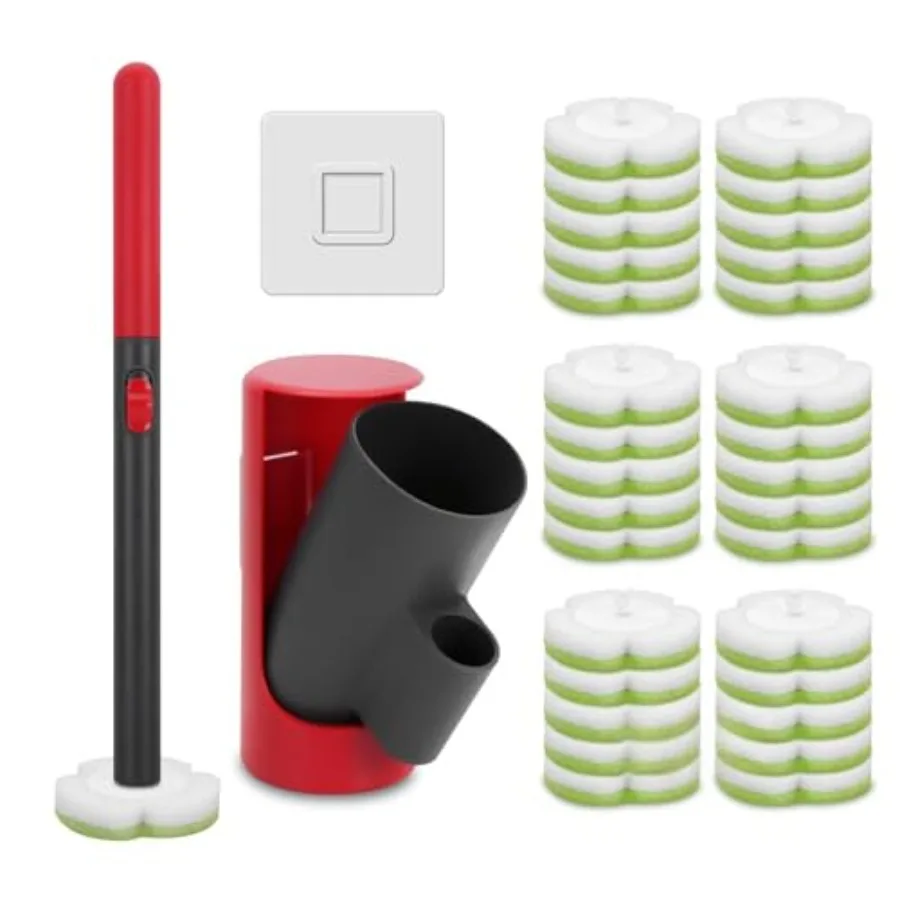

Disposable Toilet Brush Kit with 30 Refills, No-Touch Toilet Wand Cleaning System, Wall Mounted Toilet Bowl Cleaner for Bathroo