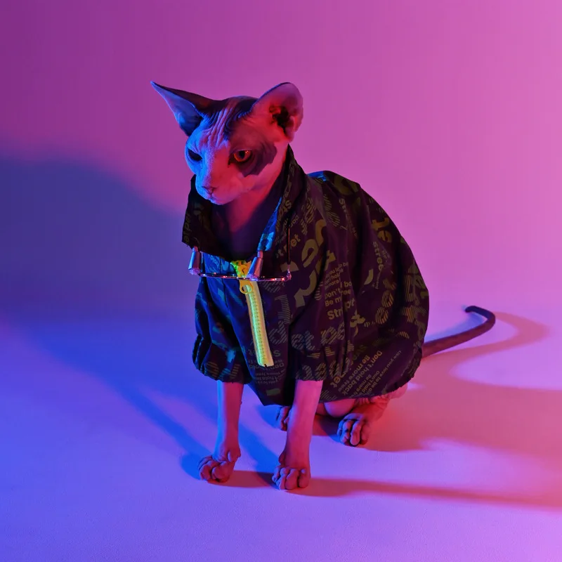 Handsome Dog and Cat Clothing Male Cat Fashionable German Siamese Jacket Pet Clothes Small Dog Letter Print Night Jacket Jacket