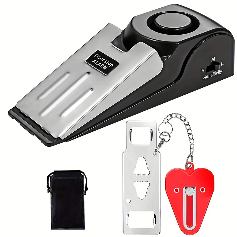 Travel-Ready Dual-Security Door Lock System with Siren - Battery-Powered, Easy Setup, Indoor Safety Kit