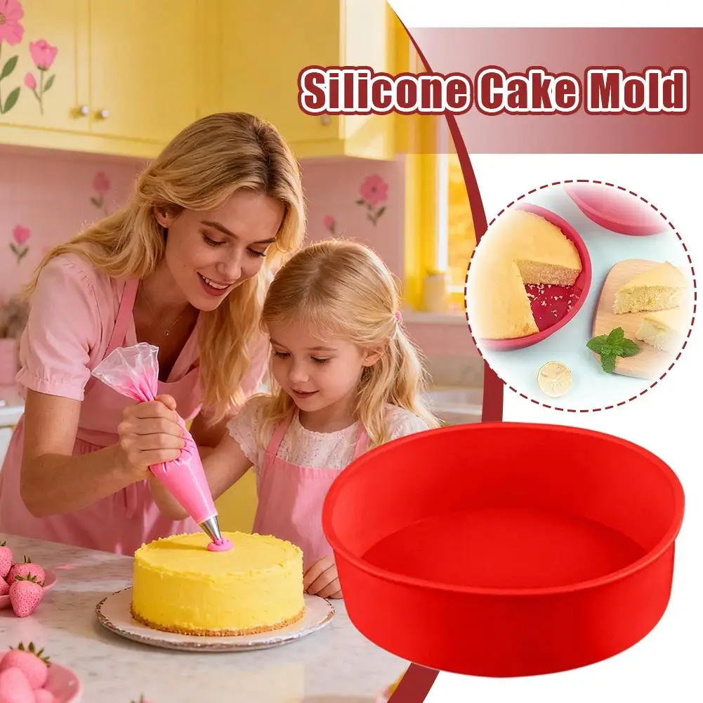 

Круглая силиконовая форма для выпечки, антипригарная, многоразовая, для кондитерских изделий, кухонный инструмент