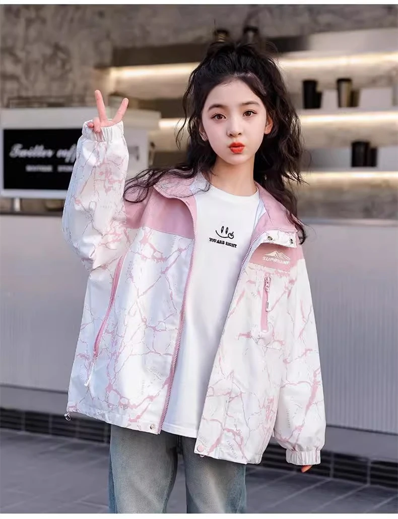 

4-13T spring autumn children kids girls fashion casual full sleeve hooded coat