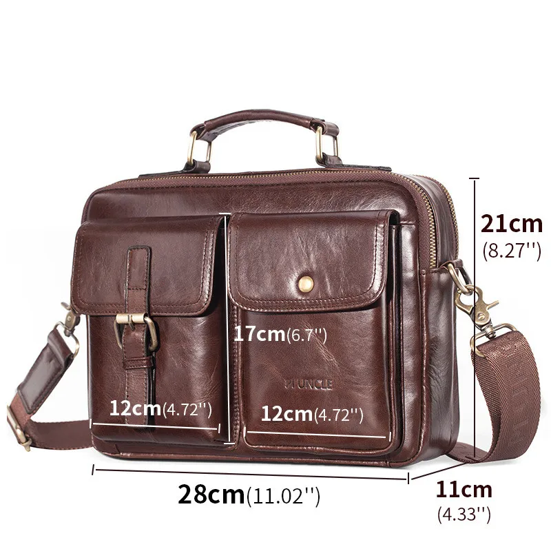 Vintage Echt Lederen Heren Schoudertas Met Grote Capaciteit Koeienhuid Messenger Tas Multifunctionele Crossbody Tas Mode Handtas