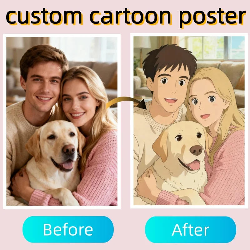 Custom Japanese Anime-Style Character Portrait Posters Frameless Canvas Print Home Living Room Decor Perfect Gift