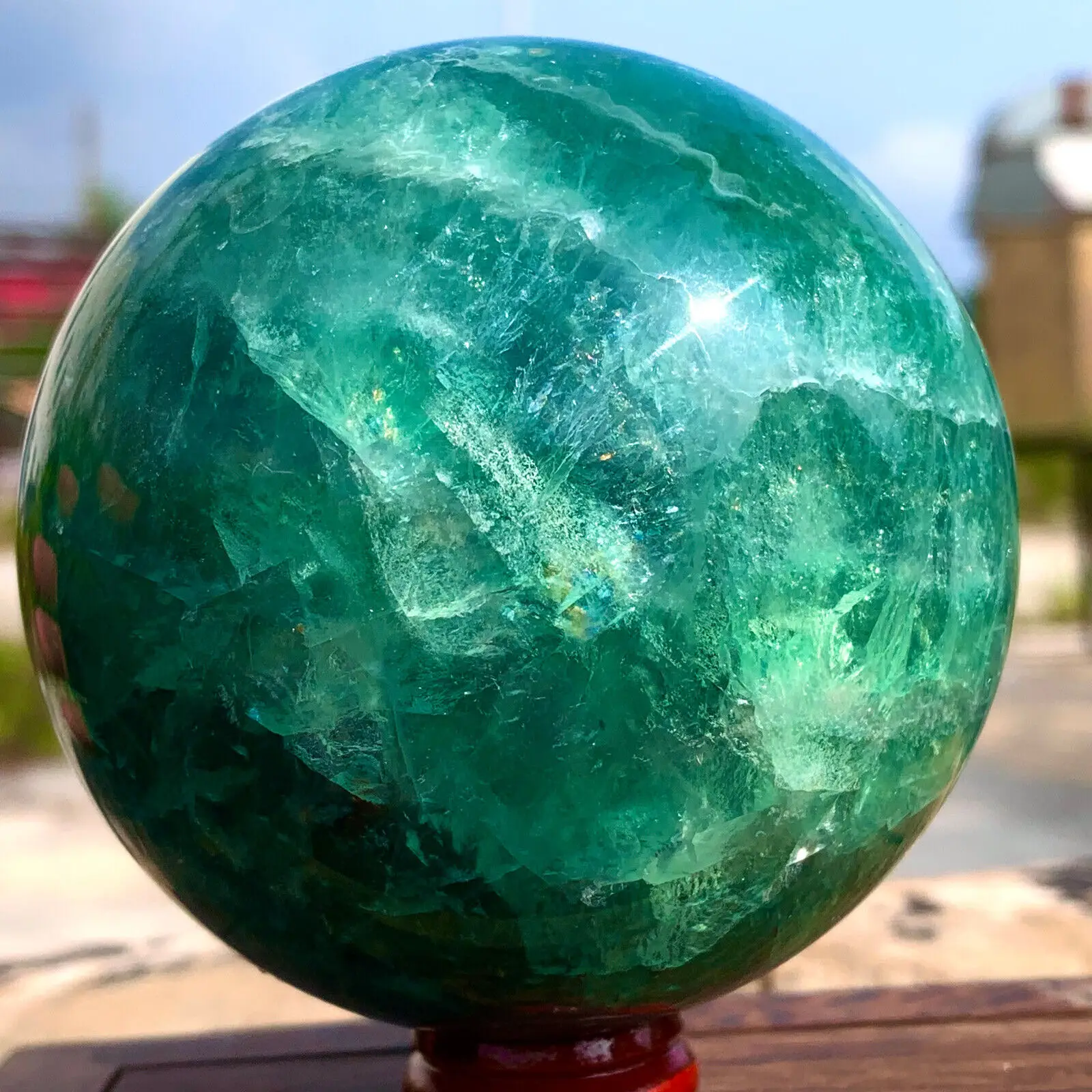 Natural Green Fluorite Crystal Ball Feng Shui Reiki Healing Sphere Gem Home Decoration Gift