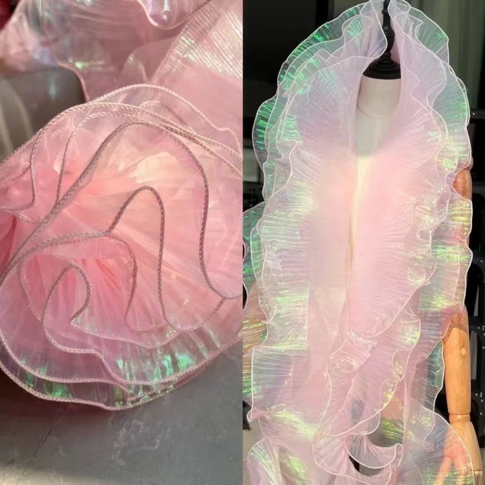 

Модная 1 ярд градиентная кружевная ткань шириной 15 см прозрачная плиссированная кружевная лента DIY ткань из органзы лоскутный декор