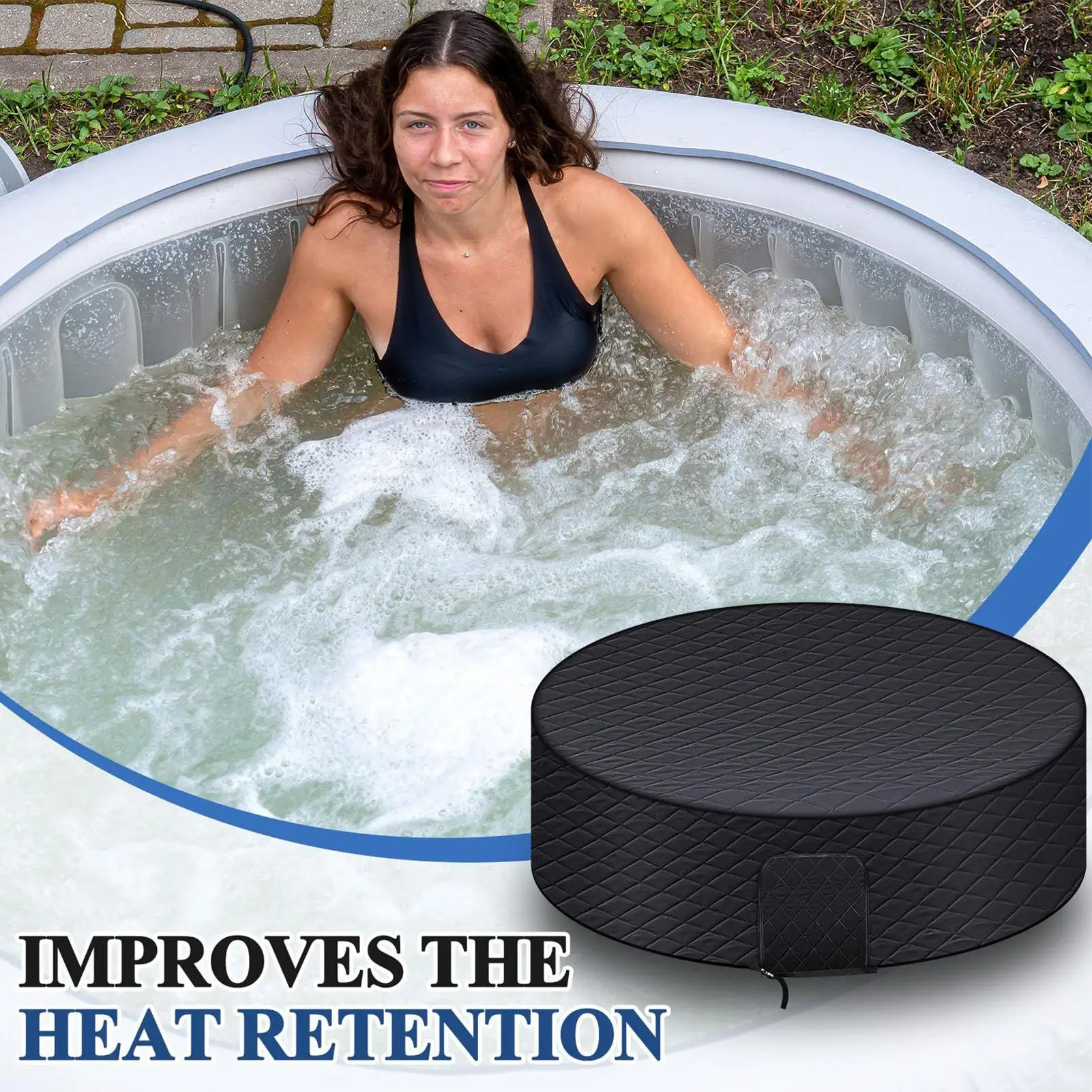 Outdoor Inflatable Spa Thermal Cover Waterproof Winter Pool Protector Hot Tub Insulated Cover for Heat Preservation 208x70cm