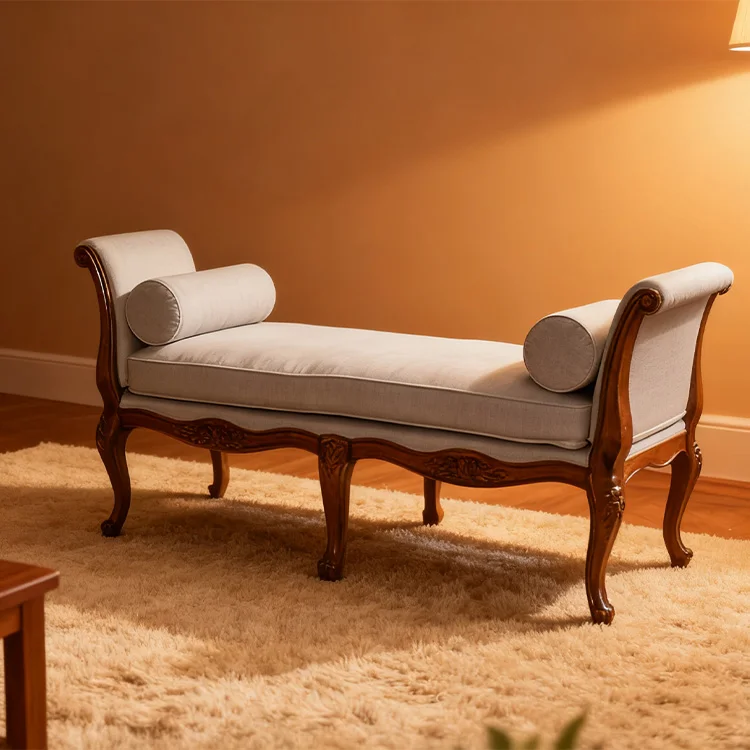 Antique wooden lounge chair Bedroom bench Wooden seat Contemporary ottoman Modern stool Simple ottoman ottoman