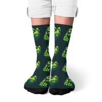 Hot sale rebellious green frog Harajuku trend outdoor fashion soft breathable crew socks crazy hip hop fun funny men's socks