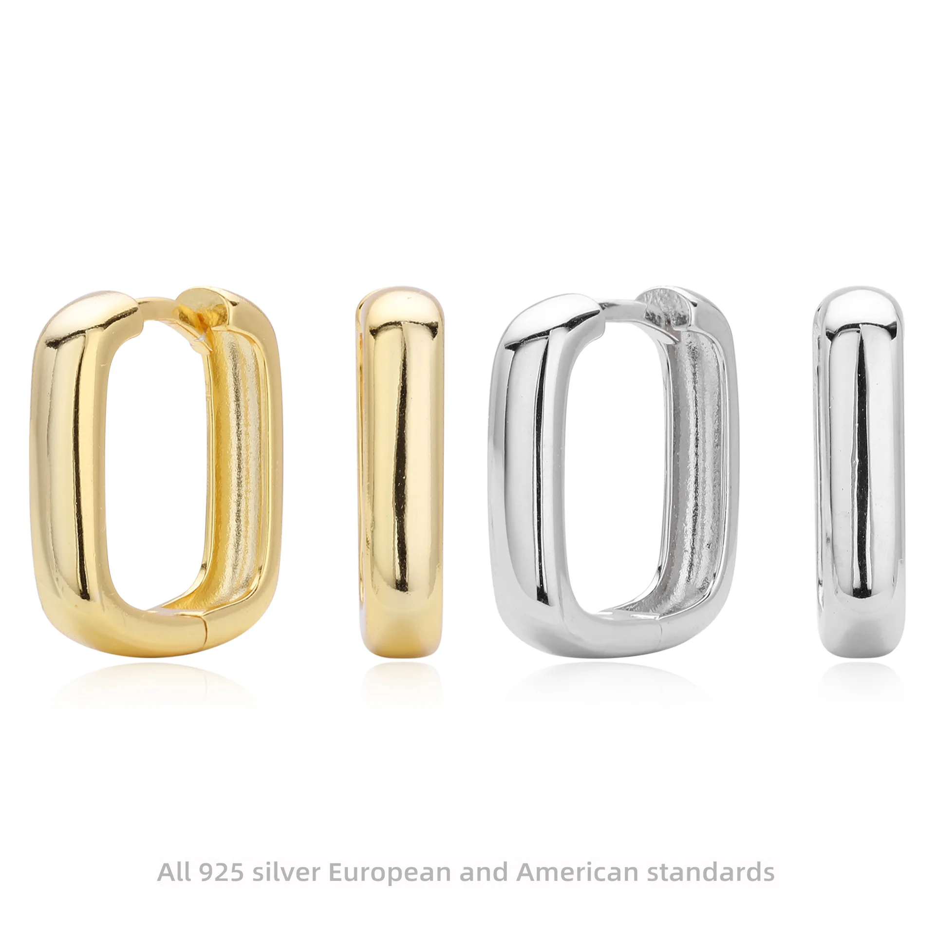 

Withered Jewelry Earrings Women's Earrings Ear Cuffs S925 Pure Silver Ear Buckle Smooth Square Earrings For Women