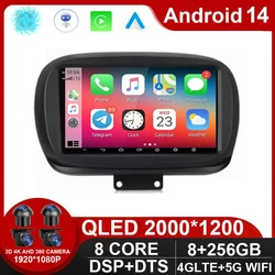 Android 14 dla Fiat 500X 2014-2020 Multimedialny odtwarzacz stereo Radio samochodowe Nawigacja Jednostka główna GPS z 4GLET WIFI NO DVD 2DIN