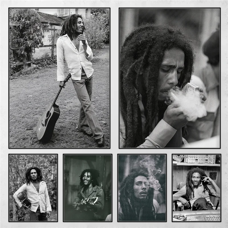 Bob Marley Poster Self-adhesive Art Waterproof Paper Sticker Coffee House Bar Room Wall Decor