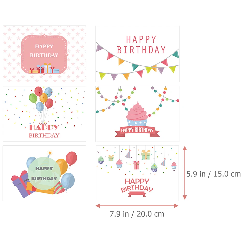 6 biglietti d'auguri di compleanno, disegni creativi sfusi per feste e regali, biglietti d'auguri senza infiltrazioni di inchiostro, biglietti d'auguri