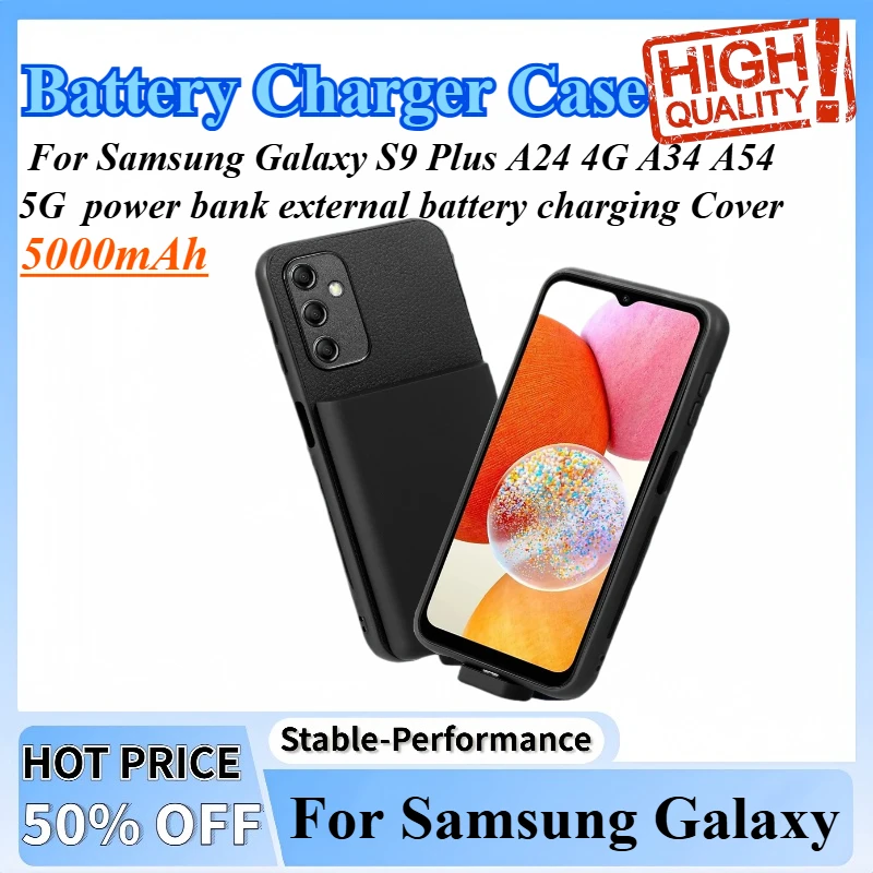 5000mAh Smart Battery Charger Case for Samsung Galaxy S9 Plus A24 4G A34 A54 5G Power Bank External Battery Charging Cover