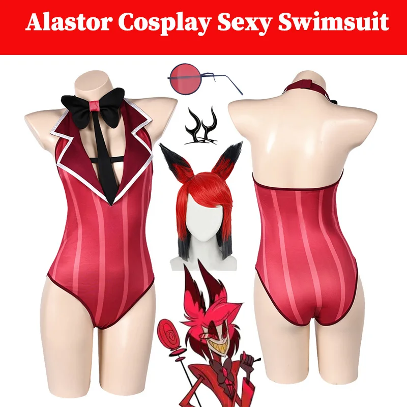 

Alastor Cosplay Bikini Costume Anime Hell Inn Cartoon e Summer Beach Wear Swimwear Swimsuits Women Halloween Disguise Suit