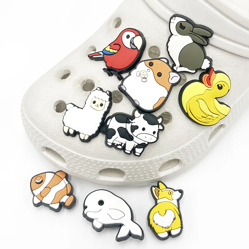 Lovely Cartoon Animal PVC Shoe Charms Badge Cow Hamster Yellow Duck Clogs Buckle Accessories Garden Shoes Upper Pins Decoration