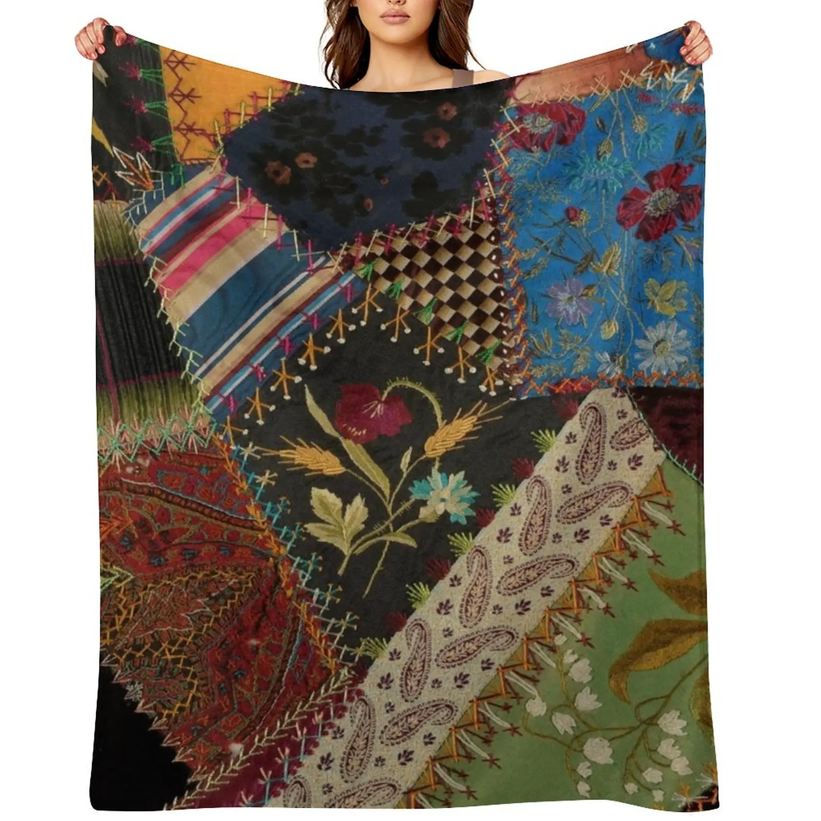 

Vintage Multicolor Floral Patchwork Quilt Throw Blanket Furrys Soft Plaid Stuffeds Quilt Blankets