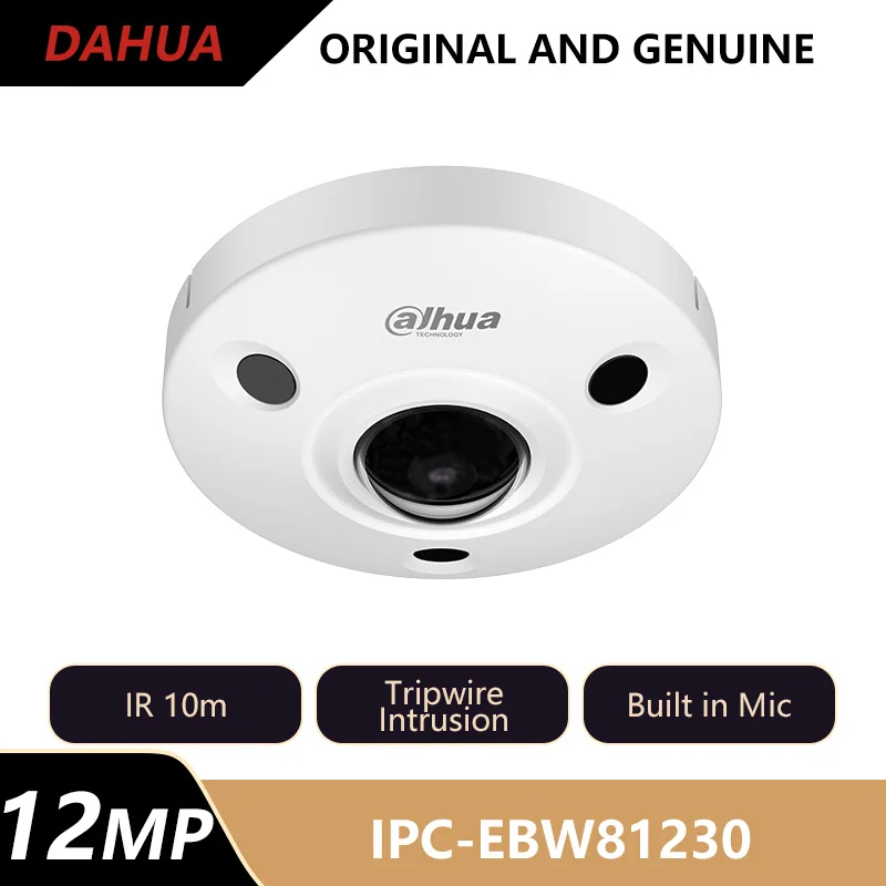 

Dahua 12MP Panoramic IR Fisheye Camera Built-in Mic Tripwire Intrusion Heat Map Motion Detection Security Camera IPC-EBW81230