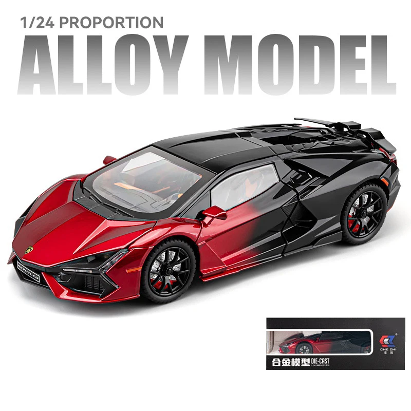 1:24 Lamborghini Revuelto Alloy Scale Car Model Diecast Metal Miniature Car Sound＆light Collection Children Toy Vehicles Gifts