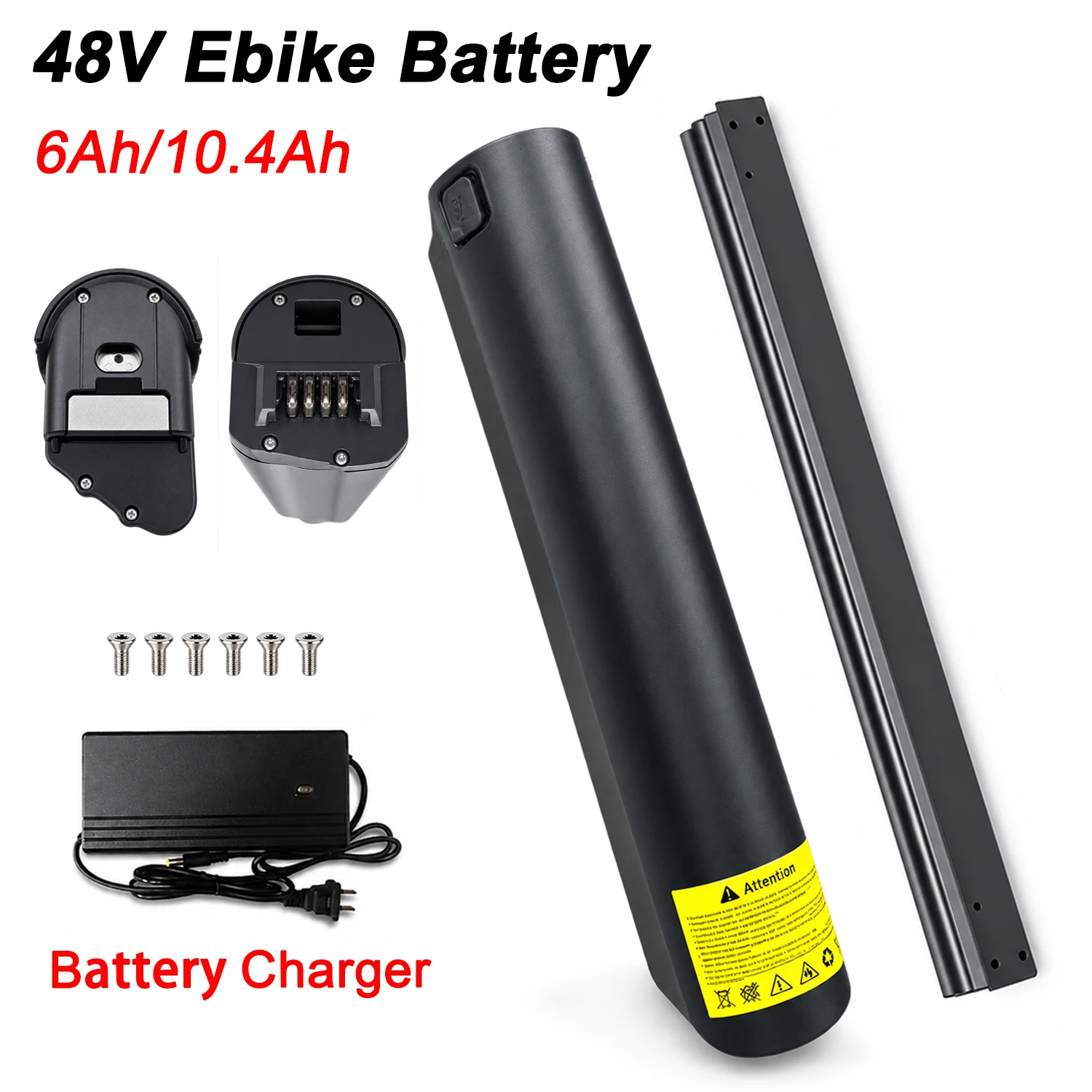 48V 6Ah/10.4Ah Ebike Battery,Built-in 30A BMS,for 100-800W Electric Bicycles & Motorcycles,Includes 54V/3A Charger