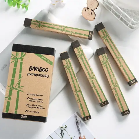 Sınır ötesi tek bambu diş fırçası seti doğal bambu diş fırçası Tablet seti on paket bambu ürünleri diş fırçası