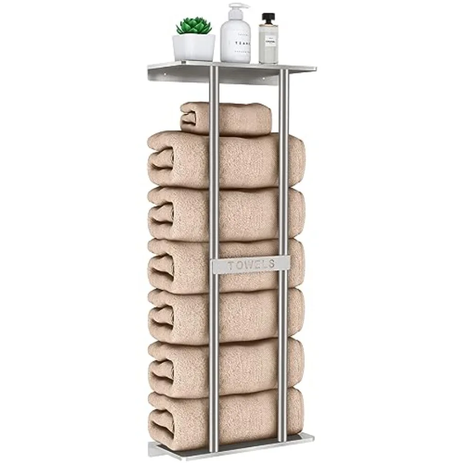 

Bathroom Towel Storage for Bathroom Wall Towel Rack for Rolled Towels ch Towel Holder Wall Mounted with Metal Shelf Can Holds 6