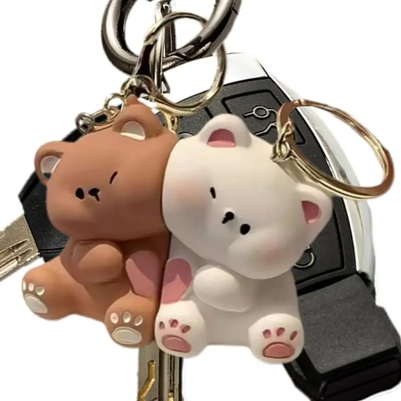 2pcs Car Key Ring Bag Charm Magnetic Keychain Bear Pendant Bear Couples Keychain Key Chain Animal Keychain for Purses Bags Key
