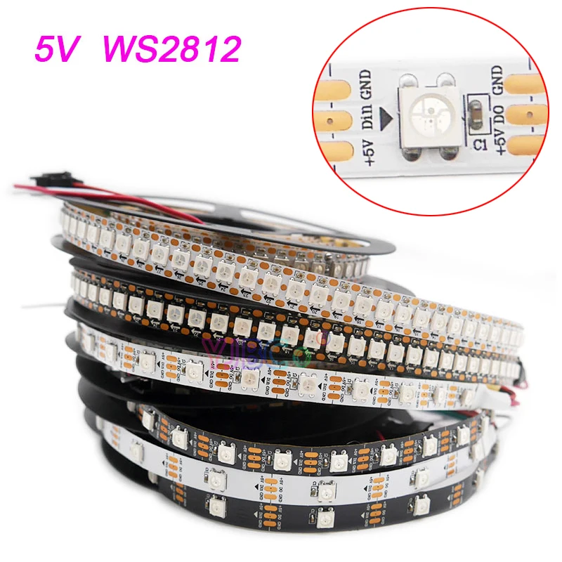 

5V DC WS2812B 5050 RGB LED Strip Magic Light bar 30/60/74/96/144 pixels/m WS2812 WS2811 IC Flexible Lights Neon Tape IP30/65/67