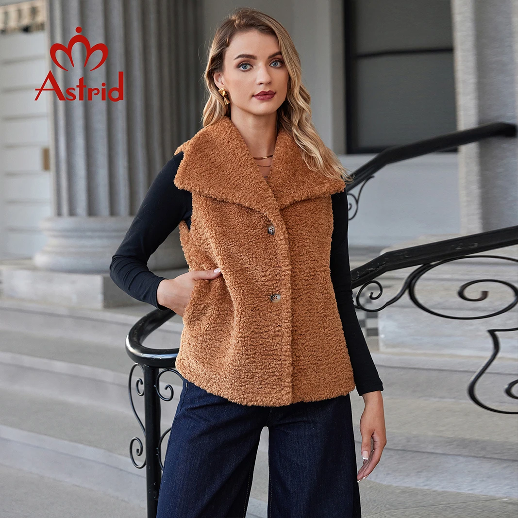 Astrid Gilet da donna Teddy Cappotto Gilet senza maniche Cappotto in pelliccia di pile solido Elegante femminile spesso caldo Parka casual Trend