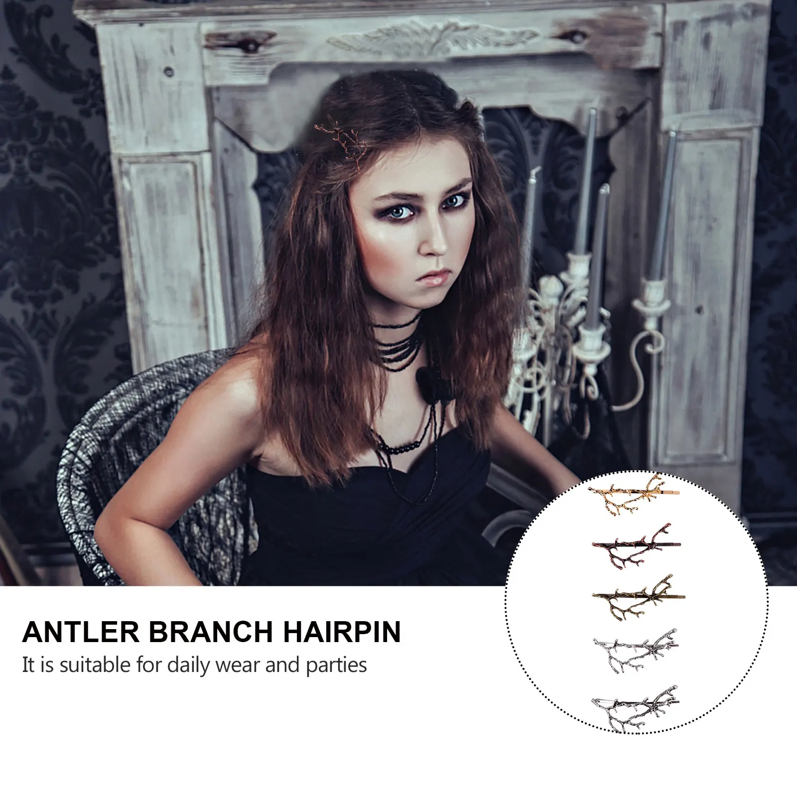 

10 Pcs Crystal Antler Hair Clip Bride Barrettes Girls Accessories Alloy Branches Hairpins