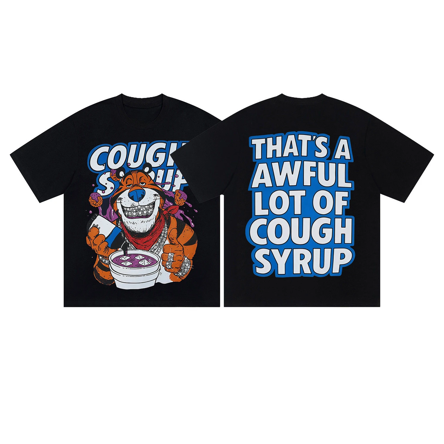 Rare That A Lot of Awful Cough Syrup American-style High Street Short-sleeved T-shirt for Both Men and Women Cotton
