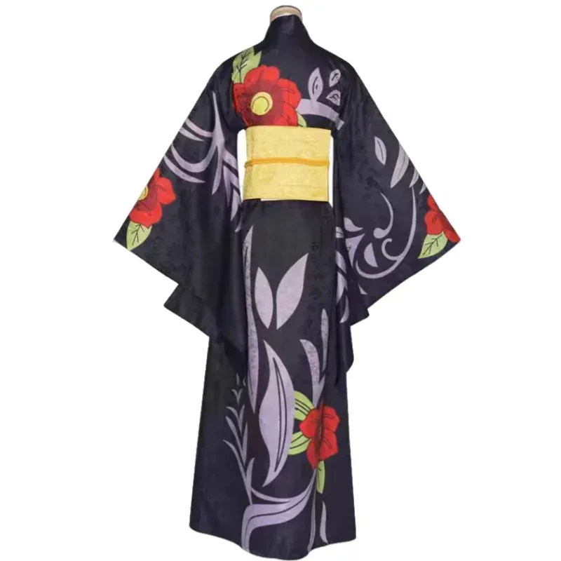 

25COSTamayo Demon Slayer аниме костюмы для косплея, фиолетовое кимоно, черный, длинные волосы, бежевый пояс, возвышение на Хэллоуин