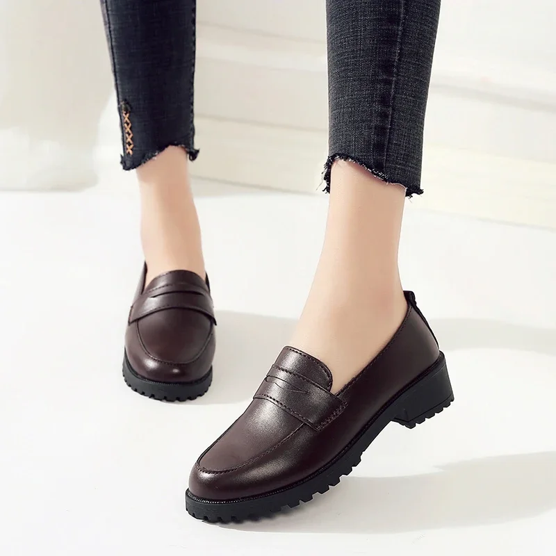 New Fashion Women Shoes Japanese Original Uniform Shoes Orthodox Basic Small Leather Shoes One-Step Retro Round Toe Leather Shoe