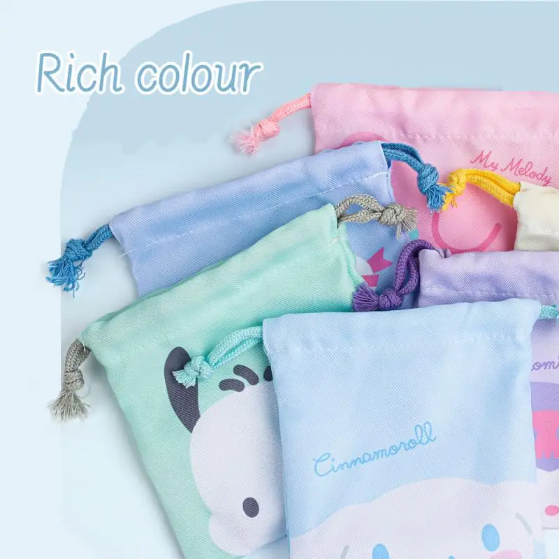 Sanrio bolsa de almacenamiento bolsa de cosméticos varios dibujos animados lindo conejito bolsillo niños estudiante pequeño cordón bolsa de tela de poliéster