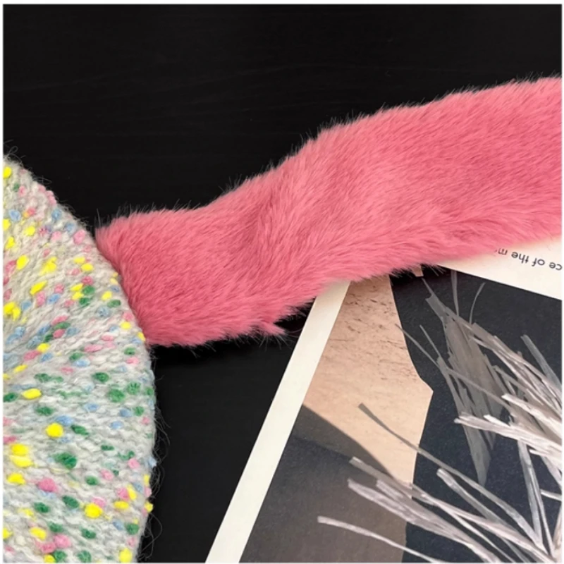 الكورية Ins لطيف مختلط اللون أرنب الأذن محبوك القبعات قبعة المرأة الخريف والشتاء الدافئة ومتعددة الاستخدامات Y2k قبة الرسام قبعة