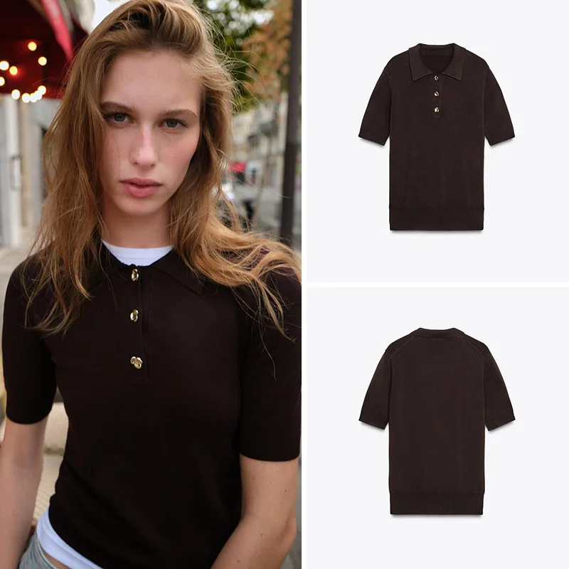 

New Autumn Women's Casual ort Sve Knitted irt Ne Top Versatile Comfortable Faionable Girl's Regular Length