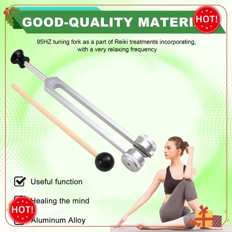 ABLE-Professionelle 95-Hz-Stimmgabel mit Silikonhalter und Hammer für Yoga und Klangheilung