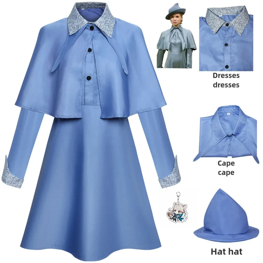 

Movie Cosplay Fleur Isabelle Delacour Cosplay Costumes Magic School Uniform Dress Hat Shawl Halloween Costumes for Women