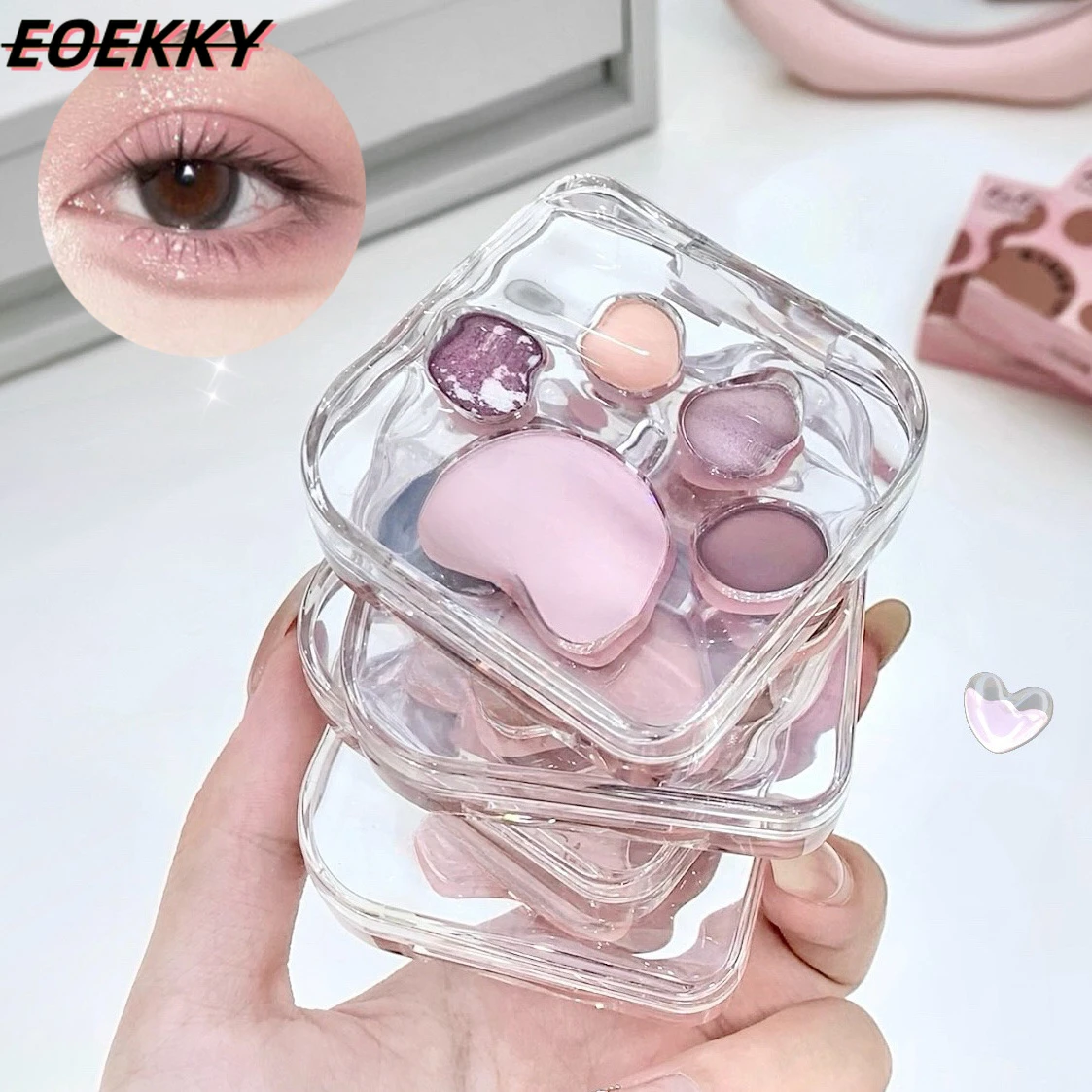 EOEKKY Pink claw eye shadow plate brightens sleeping silkworm high gloss powder blusher pearl eye shadow palette cosmetics