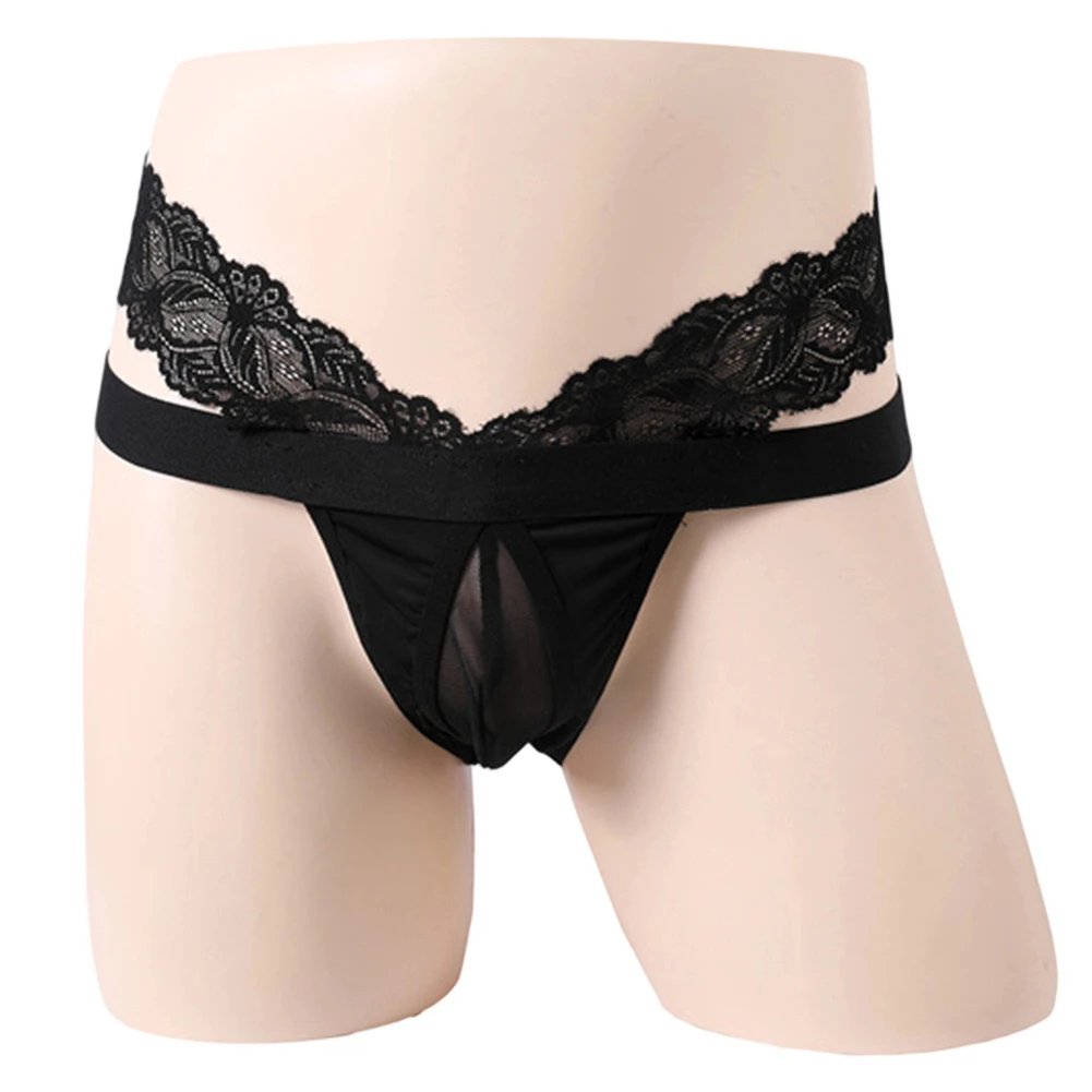 

Сексуальные мужские стринги-бикини из прозрачной сетки с U-образным вырезом и открытой задней частью, кружевные трусы-стринги, горячее нижнее белье