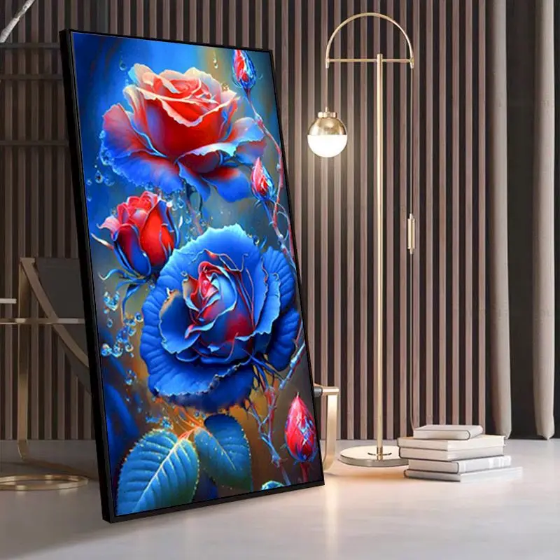 

GATYZTORY Coloring By Number Blue Rose Flowers Large Size Painting By Number Diy Modern Drawing On Canvas Handpainted Art Gift