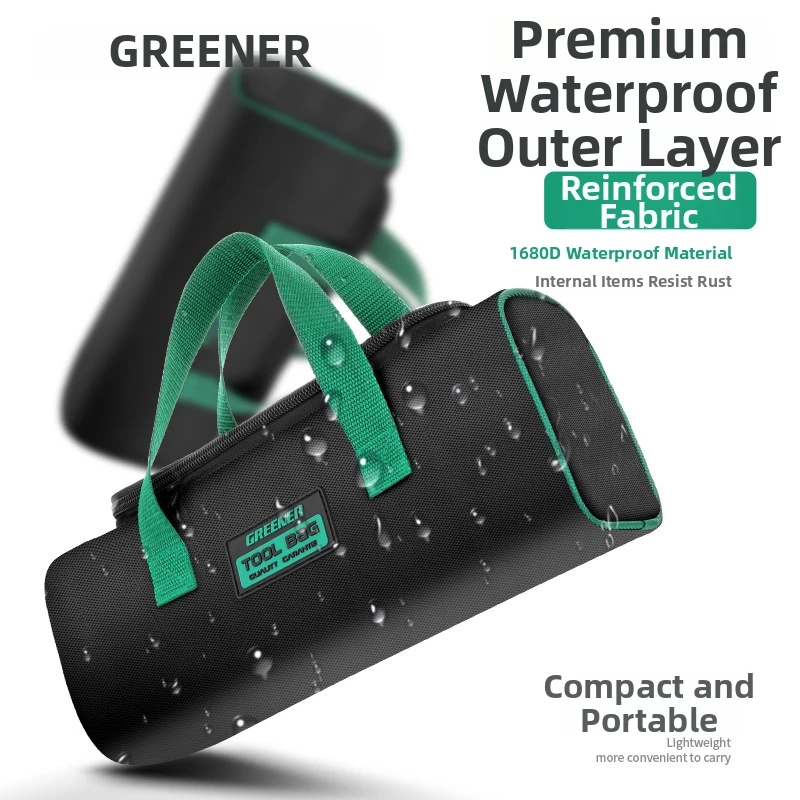 GREENER Canvas Tool Bag Portable Electrician Tool Organizer Heavy Duty Thickened Storage Bag for Woodworking Repair Hand Tool