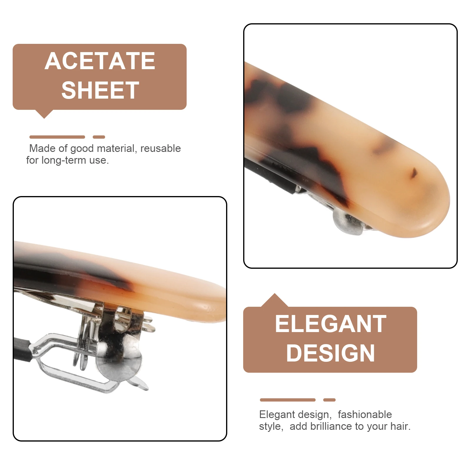 

3Pcs Elegant Acetate Hairpin Hair Clips Non- Hair Accessories for Women Wedding Party