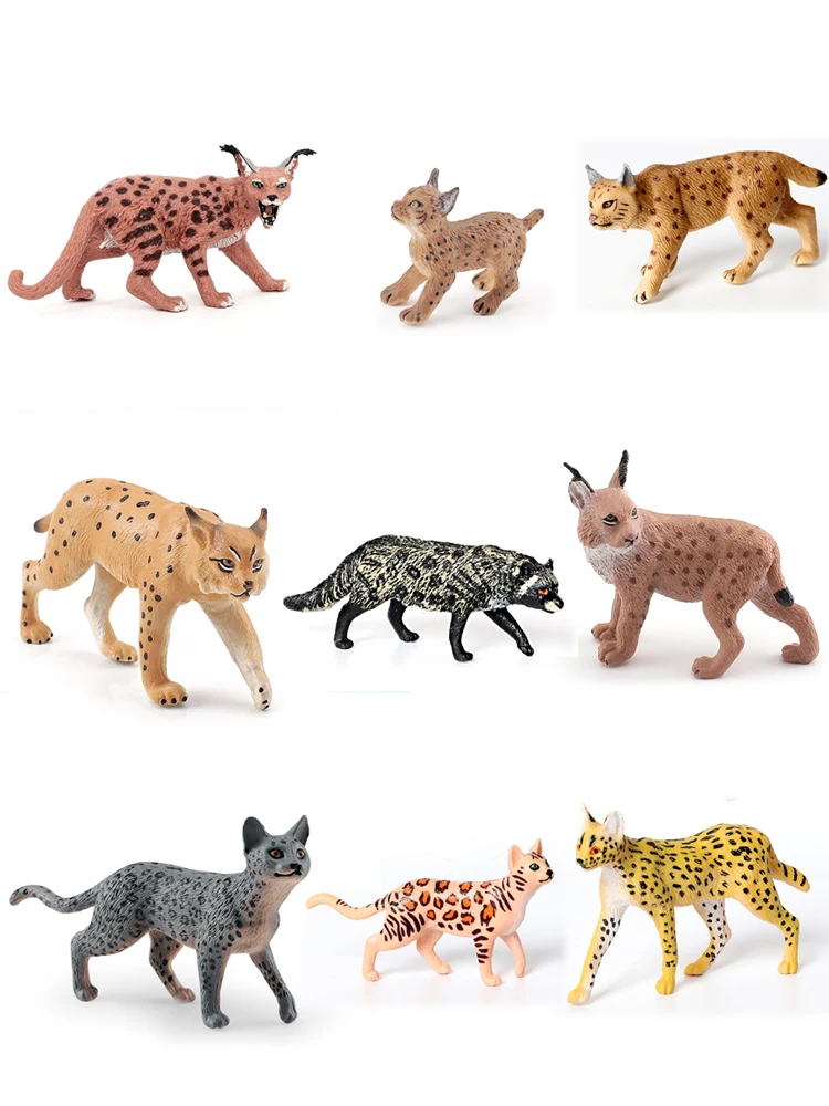 Réaliste mignon Bengal chat Lynx Serval civéttictis bois animaux jouet Figurines faune Figurines éducation jouer jouets pour les enfants