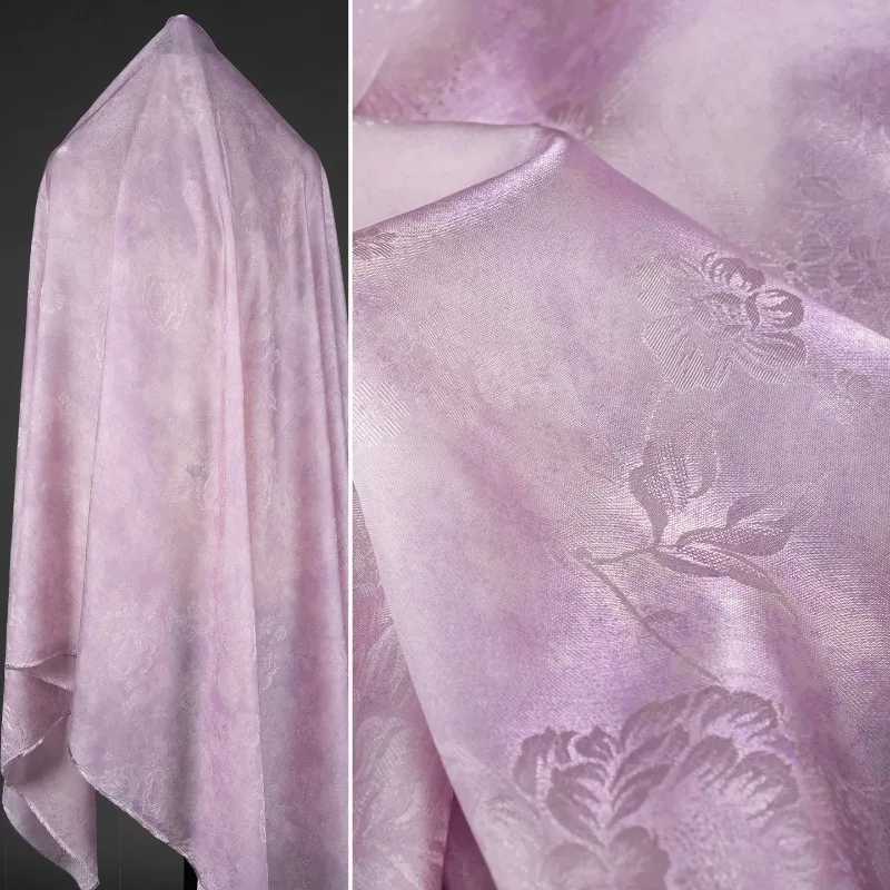 

Light Purple Lustrous Brocade Gold Peony Fabric New Chinese Style for Hanfu Qipao Gown Top Skirt DIY Sewing Accessories