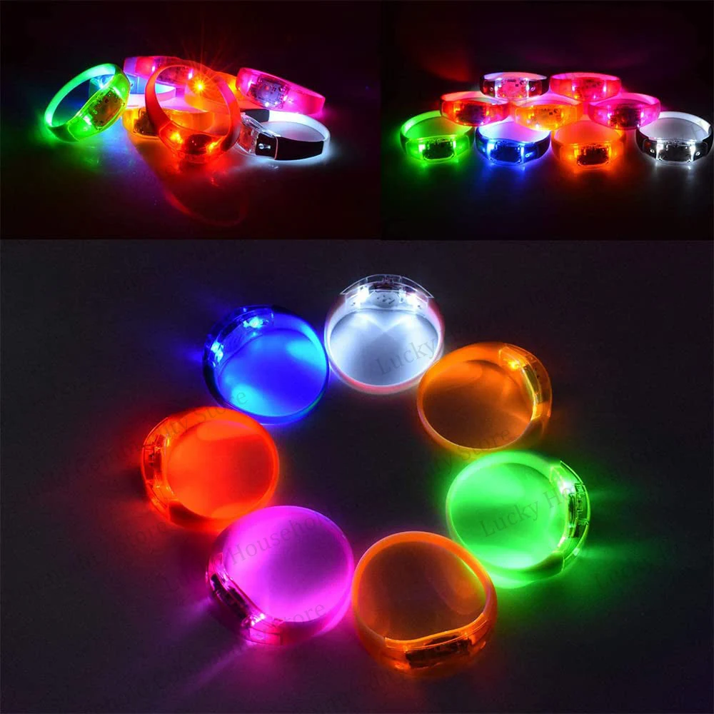 20-300PCS Music&Sound Activated Light UP Bracelets Voice Control Glow in the Dark Bracelets Rhythmic Bracelets Concert Party