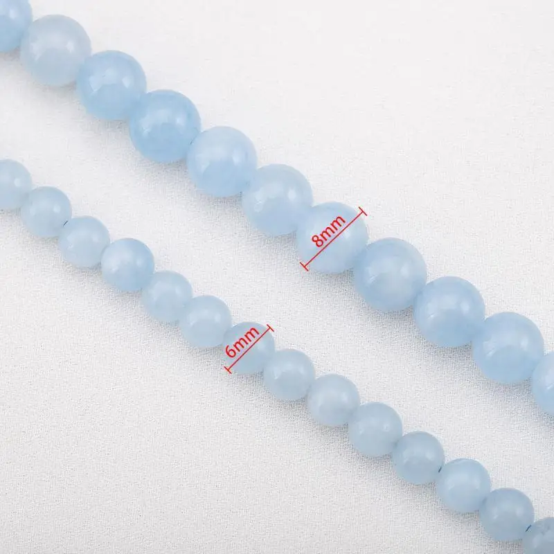 Aquamarin Runde Blaue Edelsteinperlen in Verschiedenen Größen zur Auswahl für DIY-Halsketten, Armbänder, Schlüsselanhänger, Schmuckherstellung und Bastelarbeiten – Detail 2